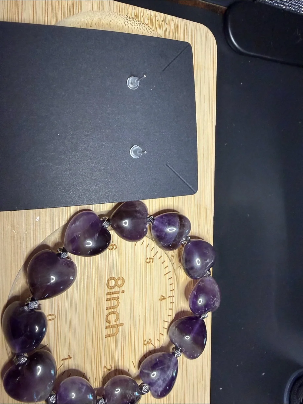 💜 Natural Amethyst Heart Bracelet & Earring Set 💜